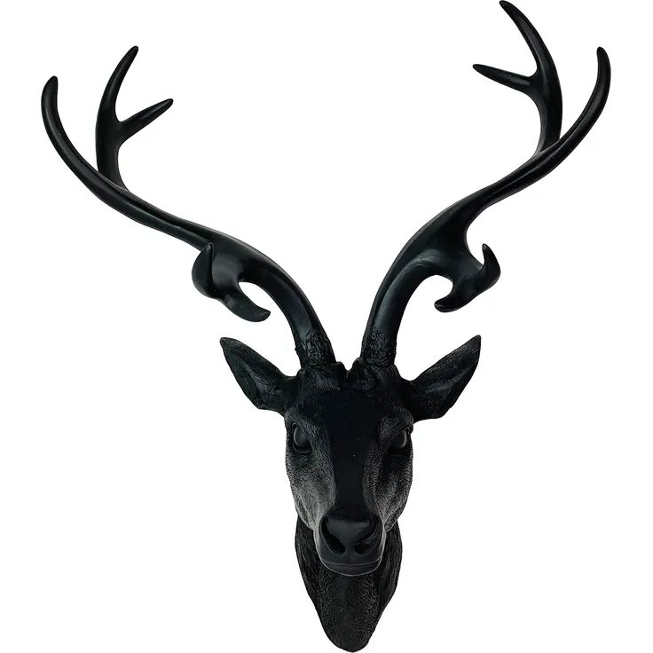 Hirschgeweih Hirschkopf Geweih 10-Ender Schwarz 20x12x30cm