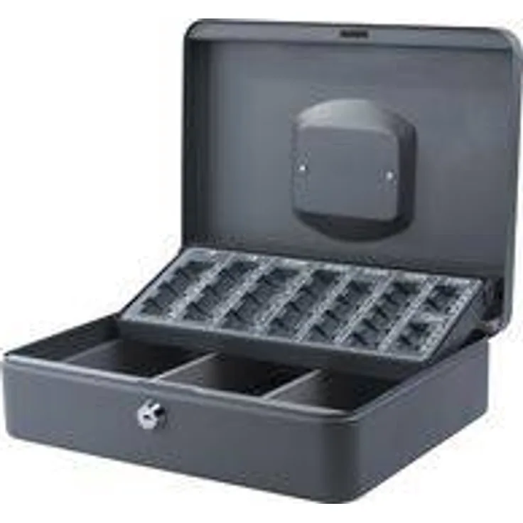pavo Geldkassette mit Zähleinsatz, dunkelgrau, 1 Tragegriff