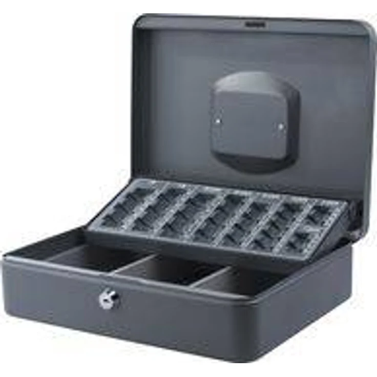 pavo Geldkassette mit Zähleinsatz, dunkelgrau, 1 Tragegriff
