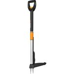Fiskars Teleskop-Unkrautstecher, Länge 1 - 1,19 m, Rostfreie Stahl-Arme-Kunststoffgriff, Schwarz-Orange, Smart-Fit, 1020125