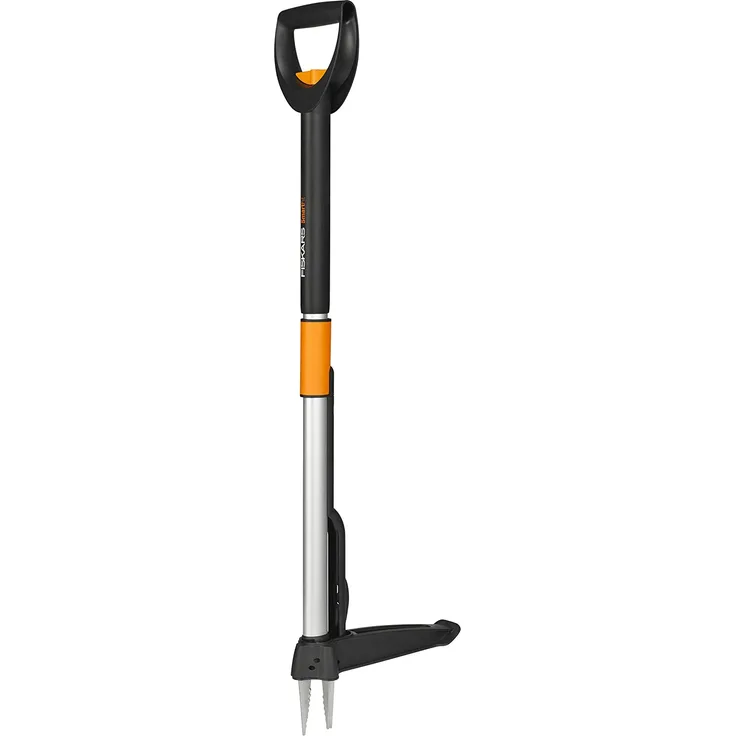 Fiskars Teleskop-Unkrautstecher, Länge 1 - 1,19 m, Rostfreie Stahl-Arme-Kunststoffgriff, Schwarz-Orange, Smart-Fit, 1020125