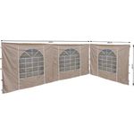 2 Seitenteile mit PVC Fenster 300x193cm - 400x193cm für Pavillon Sahara 3x4m Seitenwand Sand