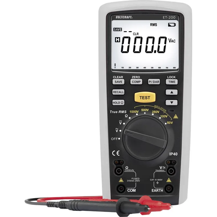 VOLTCRAFT ET-200 Isolationsmessgerät 50 V, 100 V, 250 V, 500 V, 1000V 20 G 