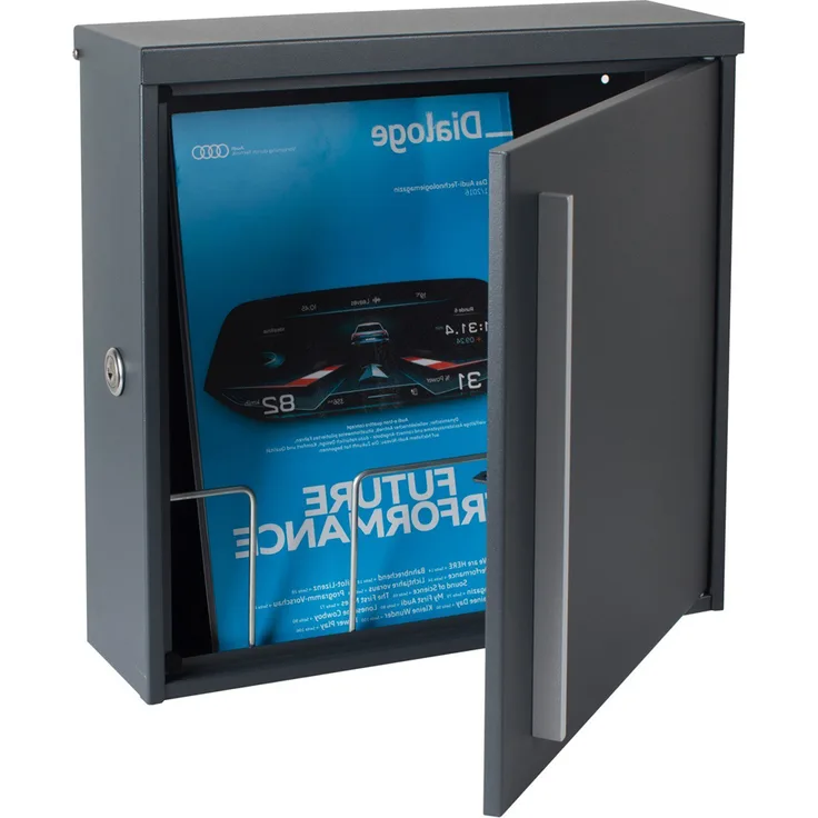 Briefkasten MOCAVI Box 101R anthrazitgrau (RAL 7016) grau Schloss links 10 Liter Wandbriefkasten