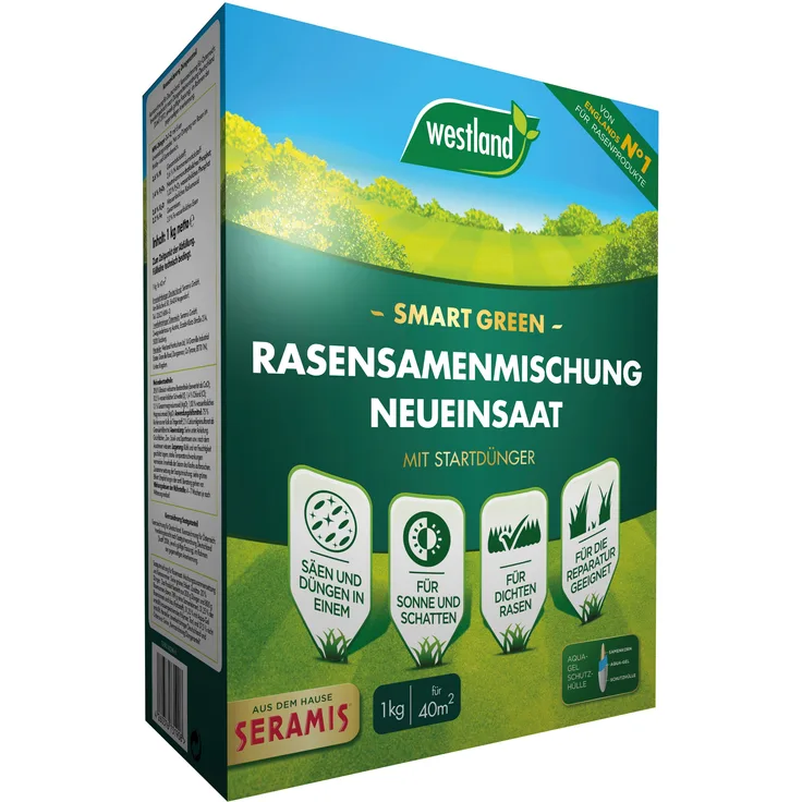 WESTLAND Smart Green - Rasensamenmischung Neueinsaat, 1 kg für 40 m²