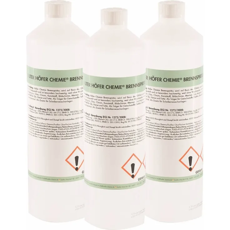 Höfer Chemie Brennspiritus 94%, 15 x 1l Flaschen