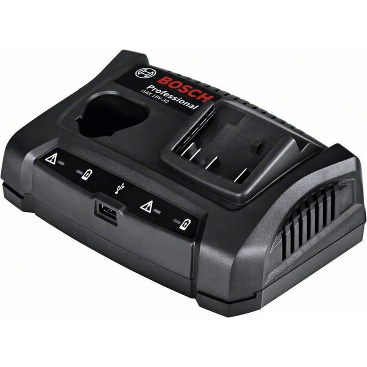 Bosch Professional 18V System Ladegerät GAX 18V-30 (je eine Ladebuchse für 12V & 18V Akku, USB Ladebuchse, Wandstativhalterung, im Karton) – Bild 1