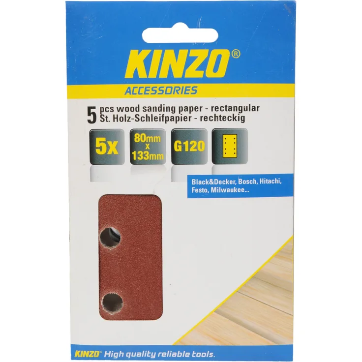 KINZO Wood Sanding Paper 5-teilig g120, 71707