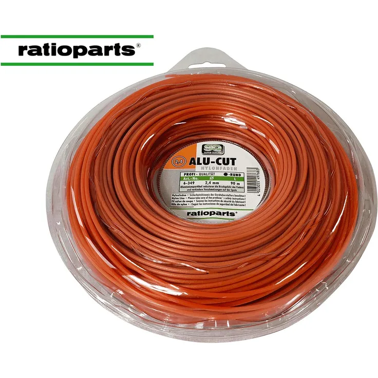 Ratioparts Nylonfaden 2,4 mm Alu-Cut 90 m Trimmerfaden 6-Kant Mähfaden, Orange