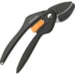 Fiskars Amboss-Gartenschere für trockene Zweige und Äste, Antihaftbeschichtet, Hochwertige Stahl-Klingen, Länge 19,8 cm, Schwarz-Orange, SingleStep, P25, 1000564 mittelgroß