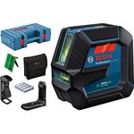 Bosch Professional Linienlaser GLL 2-15 G (grüner Laser, Halterung LB 10, Deckenklammer, sichtbarer Arbeitsbereich: bis 15 m, 4x AA-Batterie, Handwerkerkoffer)