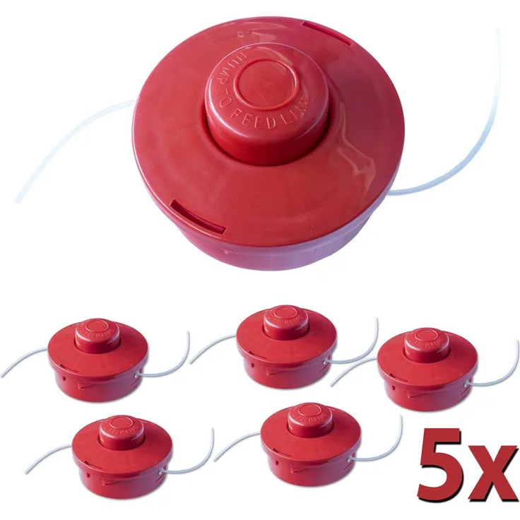 Nemaxx 5X FS2 Fadenspule mit Tippautomatik Doppelfadenkopf Fadenkopf Mähkopf Mähfaden Nylonschnurrolle Grasschneider Zubehör Ersatz Spule für Benzin Motorsense - Rot