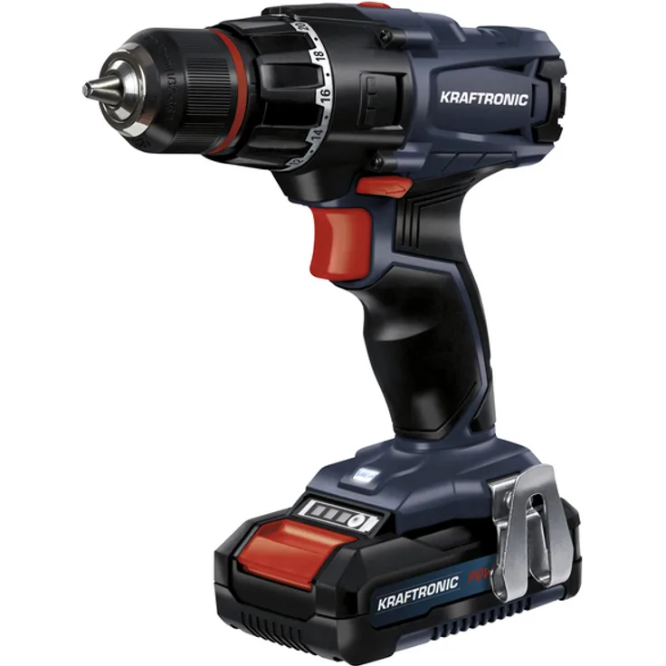 Kraftronic Akku-Bohrschrauber KT-AS 18 Li, 18V 2,0 Ah, Schnelllader, Koffer