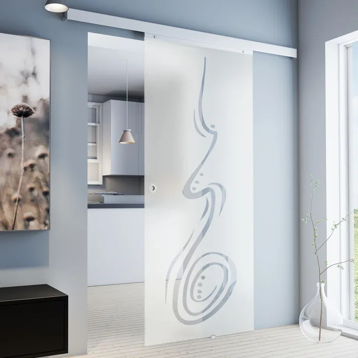 Tür Schiebetür Glas-Tür 880x2035 Zimmertür Glasschiebetür - Griffmuschel