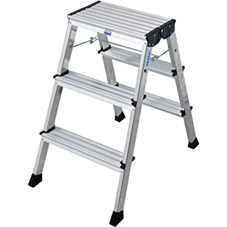 Krause 130068 Klapptritt 2 x 3 Stufen Aluminium, mit Roll-Stop-Automatik