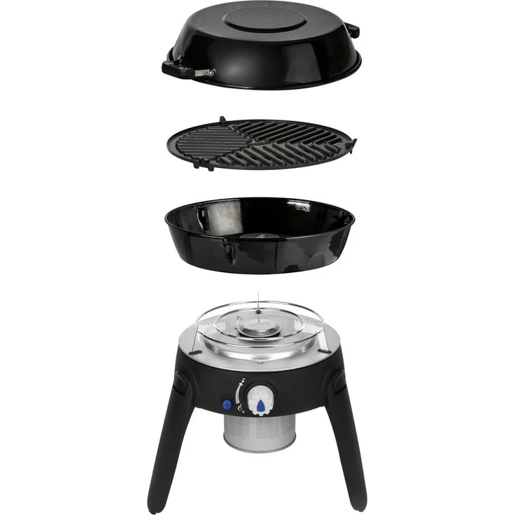 CADAC 30 Lite HP Safari Chef Campinggrill Gasgrill klein, Piezozündung, Edelstahl, mit Transporttasche, mit Grillrost – Bild 1