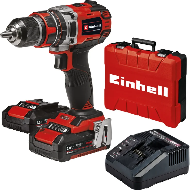 Einhell Akku-Schlagbohrschrauber TE-CD 18-50 Li-i BL Li-Ion Power X-Change PXC,18 V,50 Nm,10 mm in Beton,bürstenloser Motor,Drehzahl-Elektronik,inkl. 2x 2,0 Ah PXC-Akkus und Schnellladegerät – Bild 1