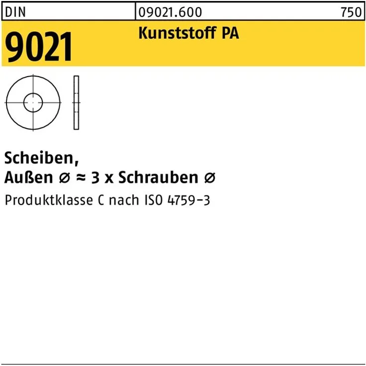 Reyher Scheibe DIN 9021 8,4 x24 x2 Polyamid naturfarben