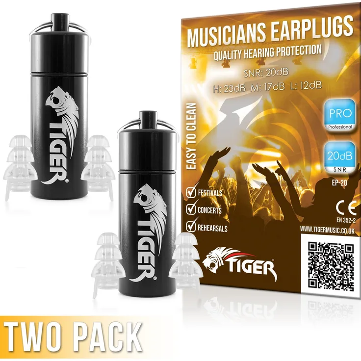Tiger des professionellen Ohrstöpsel SNR 20DB €“ Pack von 2