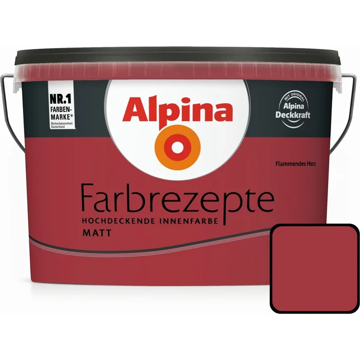 Alpina Farbrezepte Tiefes Rot 2,5 l, flammendes herz, Innenfarbe matt – Bild 1
