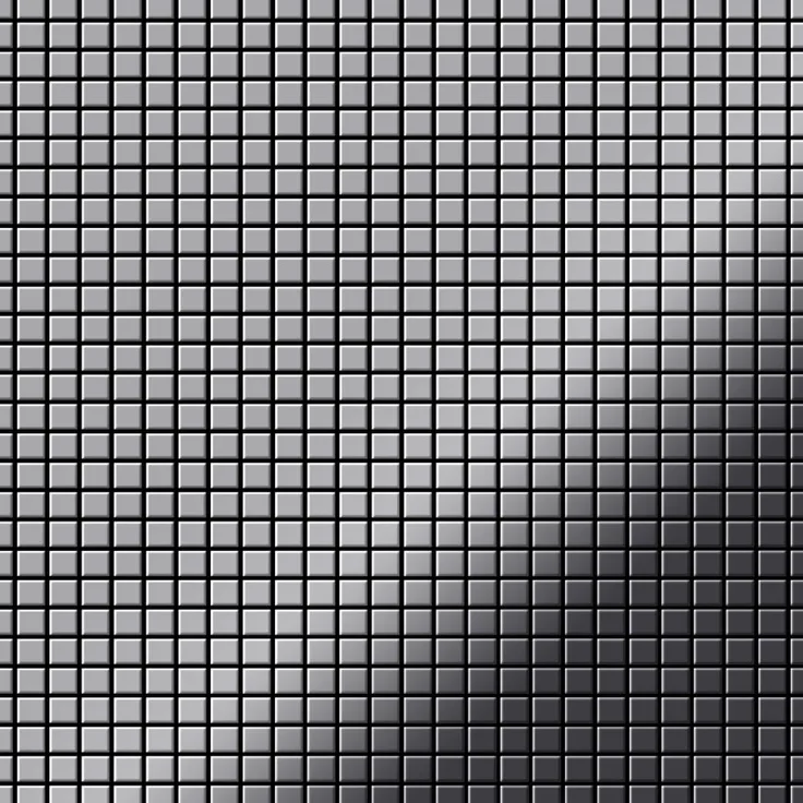 Alloy Mosaik Fliese massiv Metall Edelstahl marine hochglänzend in grau 1,6mm stark Glomesh-S-S-MM 1,07 m2
