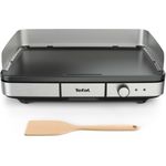 Tefal Maxi Plancha Elektro-Tischgrill CB690D, Extra groß, Antihaftbeschichtete Teppanyaki Platte, Leichte Reinigung, Innen und außen nutzbar, Inkl. abnehmbarem Windschutz Holzspatel, 2300W, klein