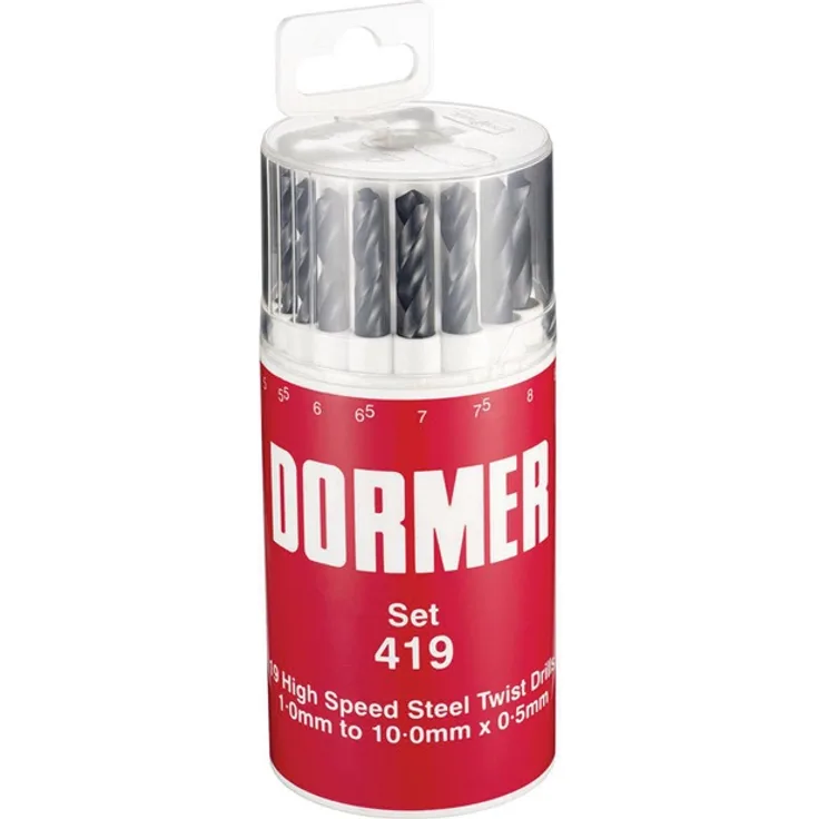 DORMER Spiralbohrersatz A191 DIN 338 Typ N Nenn-Ø 1-10x0,5 mm HSS 19 teilig Runddose