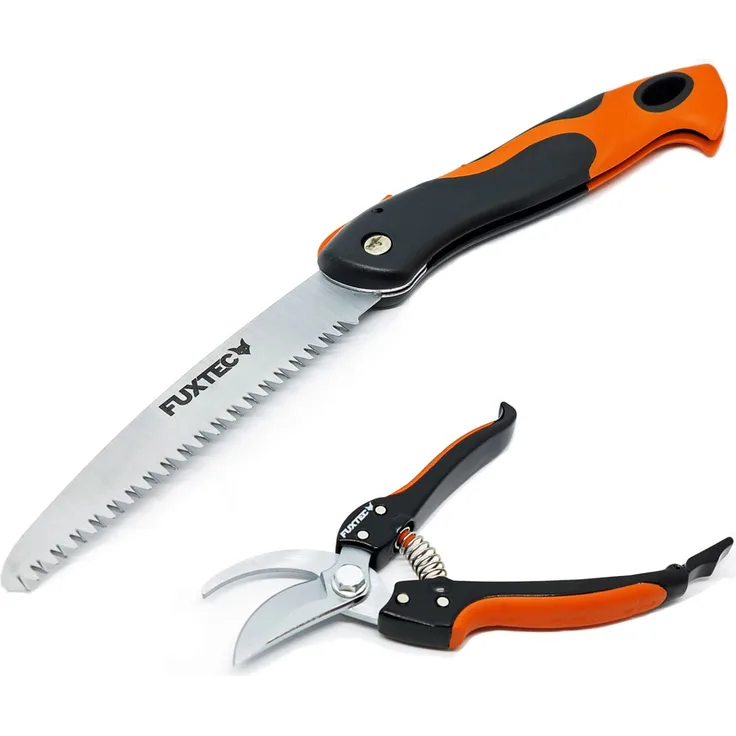 FUXTEC Gartenschere 2er Set - Rebschere und Klappsäge mittelgroß