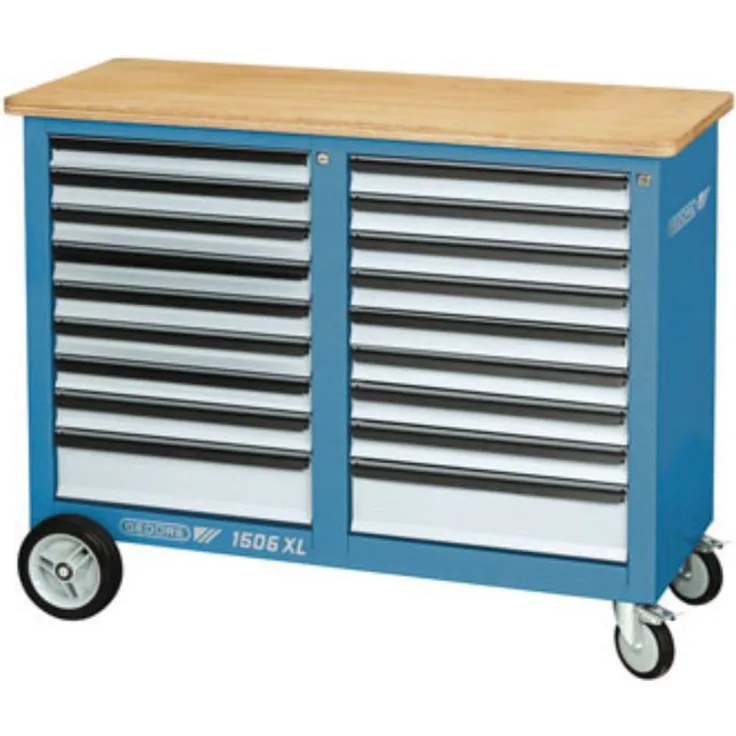 GEDORE 1506 XL 2810 Rollwerkbank, 1,25 m breit, mit 18 Schubladen