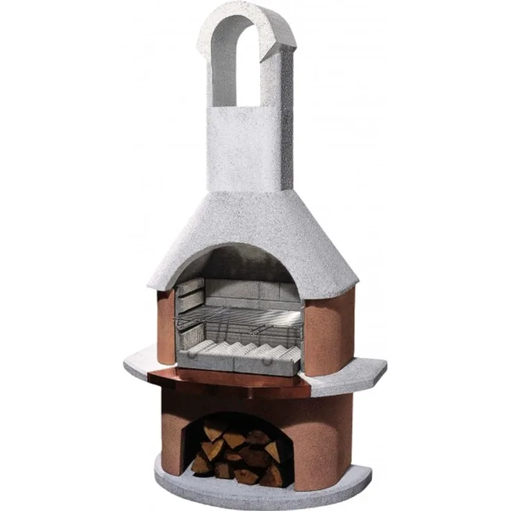 Buschbeck Holzkohlegrillkamin Toskana (weiß-terrakotta), 206 x 110 x 65 cm, Grillfläche 53 x 34 cm