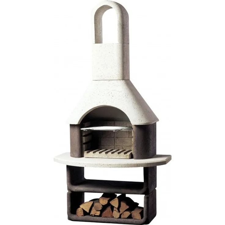 Buschbeck 90000.000 Holzkohlegrillkamin Montana, weiß-braun, 206 x 110 x 65 cm, Grillfläche 53 x 34 cm
