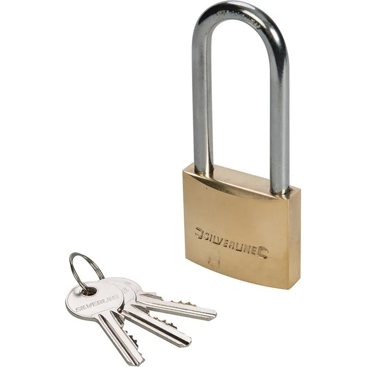 Silverline MSS03L Messing-Vorhängeschloss mit langem Bügel 40 mm