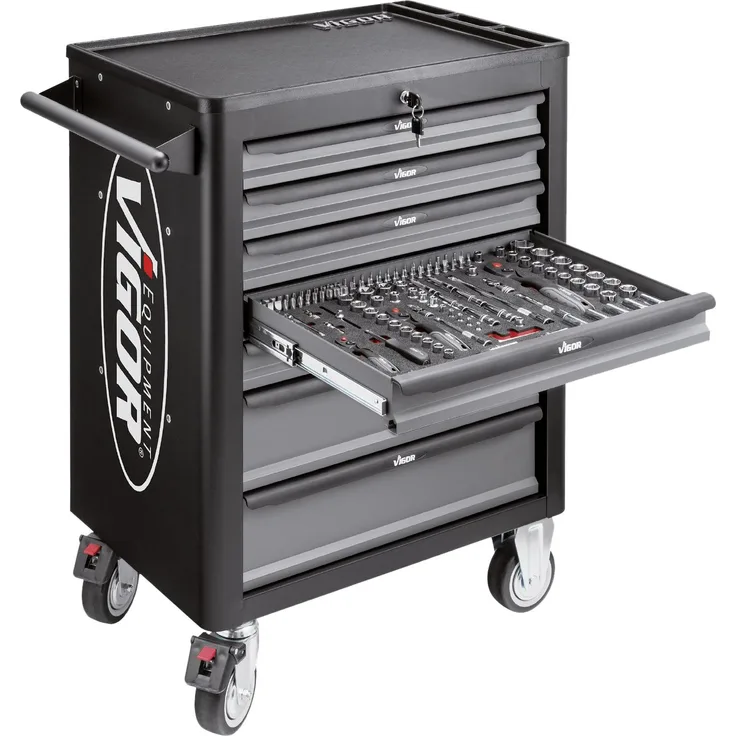Vigor Werkstattwagen mit Sortiment Gesamtlänge: 723 mm ? Anzahl Werkzeuge: 317, 1 Stück, V5055