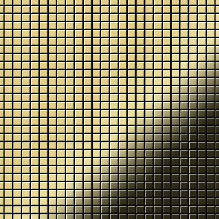 Mosaik Fliese massiv Metall Messing gewalzt in gold 1,6mm stark ALLOY Glomesh-BM 1,07 m2