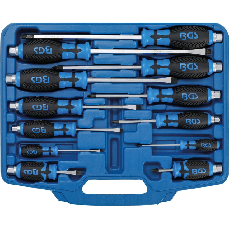 BGS 7895 | Schraubendreher-Satz | 12-tlg. | durchgehende Klinge mit Außensechskant | mit ergonomischem Softgriff