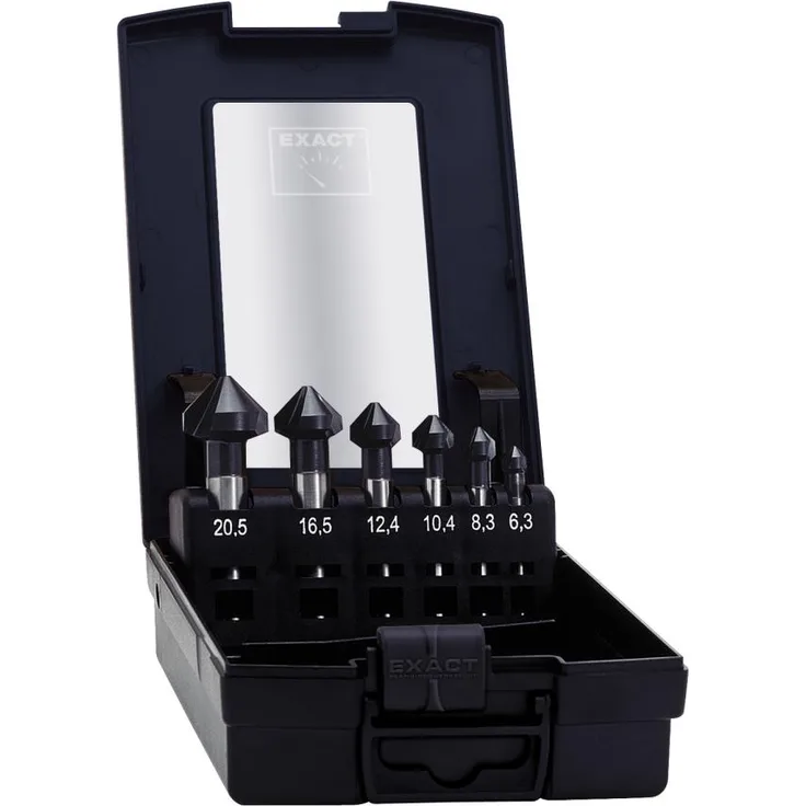 Exact 51157 Kegelsenker Set, Ø 6,3-20,5mm, 90°, HSS, TiAlN-Beschichtung, DIN 335C