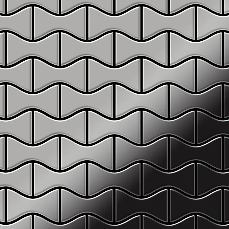 Alloy Mosaik Fliese massiv Metall Edelstahl hochglänzend in grau 1,6mm stark Kismet-S-S-M Designed by Karim Rashid 0,86 m2