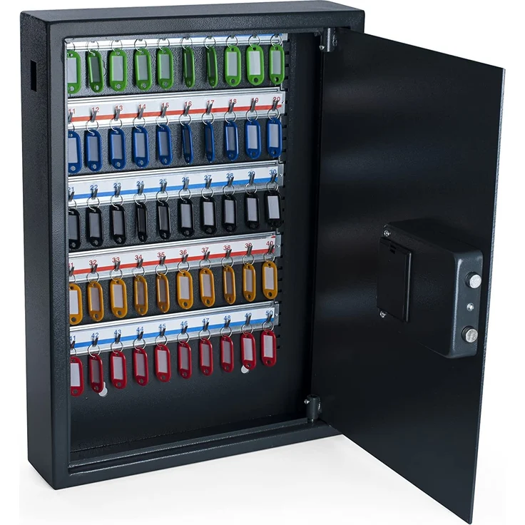 Pavo 8033911 Schlüssel-Kasten/Schrank/Tresor, High security mit elektronische Sicherung, 50 Haken mit seitlichem Schlüsseleinwurf, dunkelgrau – Bild 3