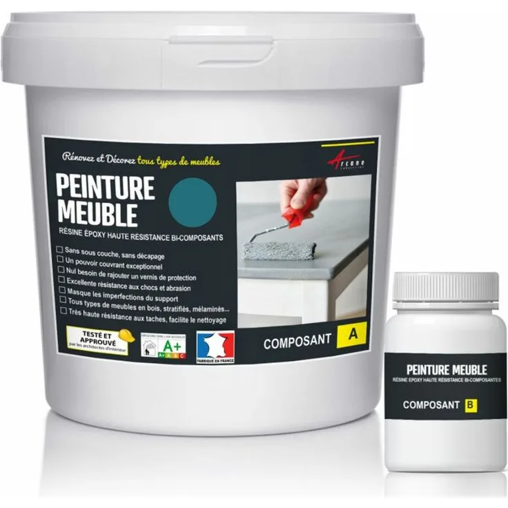 Arcane Industries - MÖBELFARBE FÜR KÜCHE UND BAD : Buntlack - Möbelfarbe abwaschbar - Möbellack - Epoxidfarbe ,  Epoxyfarbe - Wasserblau RAL 5021 1 kg