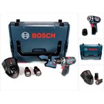 Bosch Professional GSR 12V-15 FC FlexiClick Akku Bohrschrauber mit Bohrfutteraufsatz in L-Boxx mit 2x Bosch Professional GBA 3,0 Ah Akku und GAL 1230 CV Ladegerät