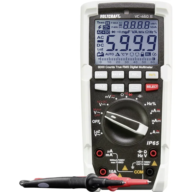 VOLTCRAFT VC-460 E Hand-Multimeter digital Strahlwassergeschützt IP65 CAT III 1000 V, CAT IV 600V Anzeige Counts: 6000