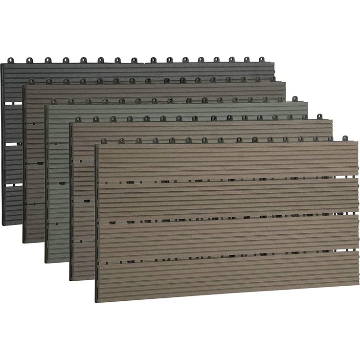 12er-Set WPC Terrassenfliese mit Klicksystem grau – Bild 1