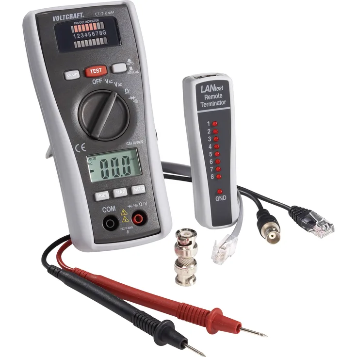 VOLTCRAFT Kabeltester CT-3 DMM Geeignet für BNC, RJ11 und RJ45