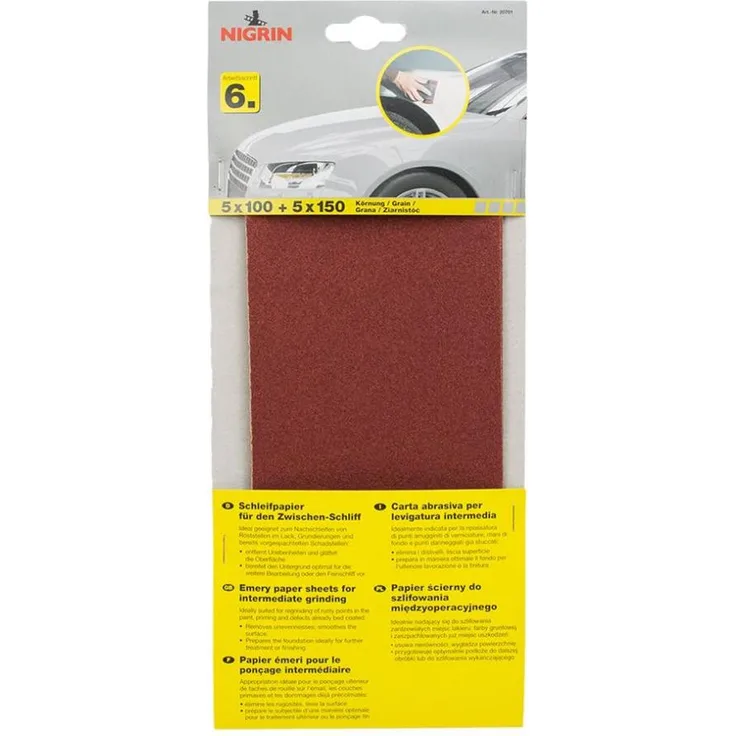 NIGRIN Schleifpapier, Zwischenschliff, Körnung P100/150