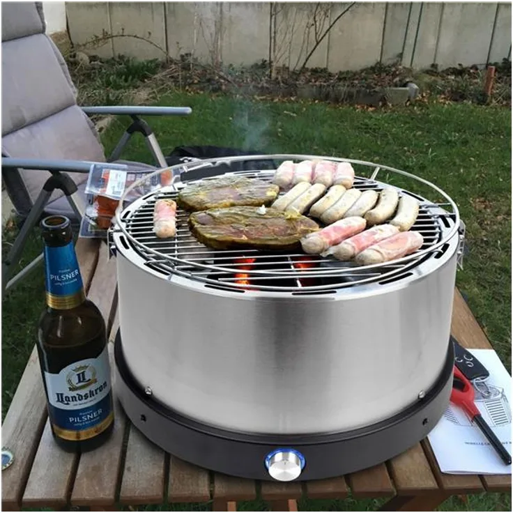 Raucharmer Edelstahl Tischgrill Holzkohlegrilll
