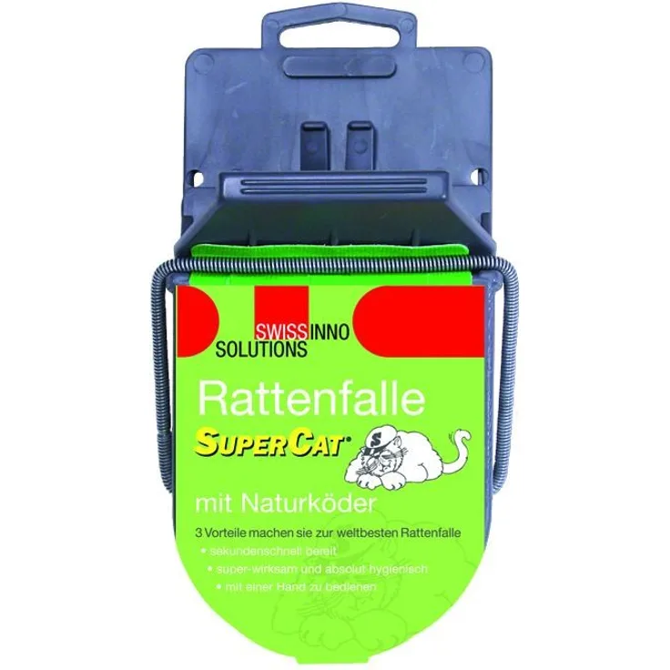 SuperCat Rattenfalle: Effiziente Schlagfalle inkl. giftfreiem Natur-Rattenköder, einsatzbereit, 1er Set