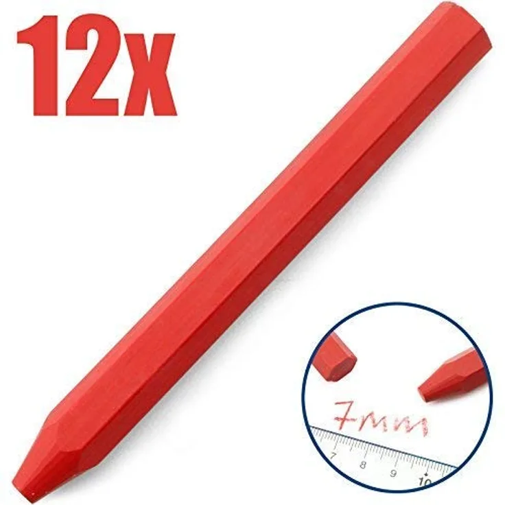Dicoal 136 Kreide Spiel ohne Etikett Sechskant Durchmesser 12 x 120 mm rot (12U)