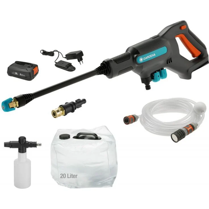 GARDENA Aquaclean 24 / 18V P4A Premium SET Mitteldruckreiniger mit Akku und Ladegerät 24 bar 250 l-h – Bild 1