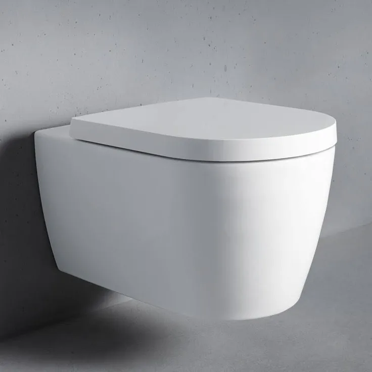 Duravit ME by Starck Tiefspül-Wand-WC L:57xB37cm spülrandlos Set mit WC-Sitz mit Absenkautomatik weiß 45290900A1