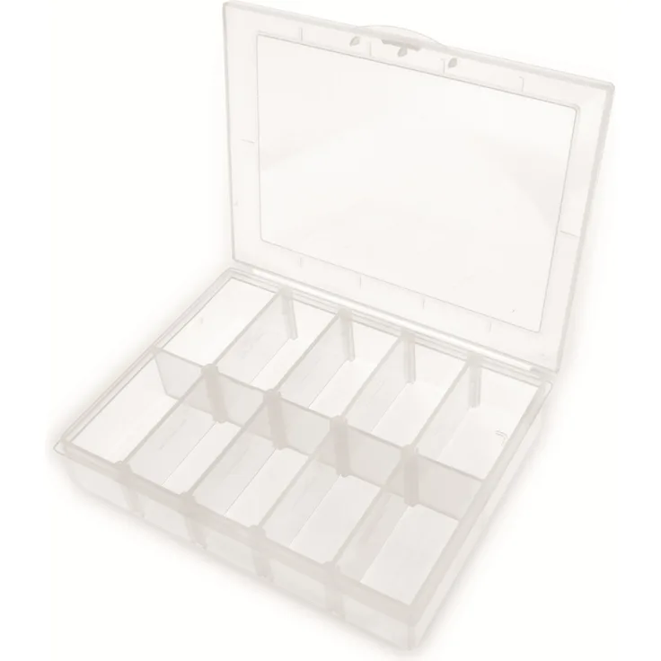 Sortimentsbox, 133x95x28, 10 Fächer, PP, transparent